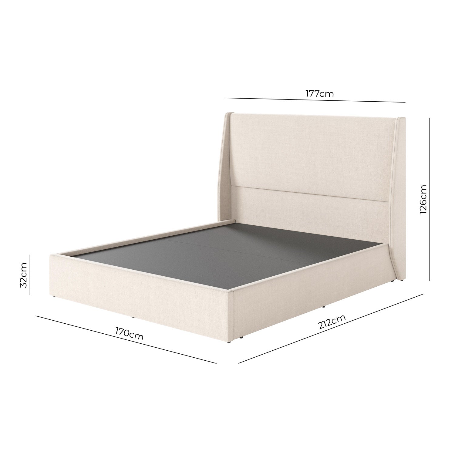 Cama Estofada Queen com Cabeceira Ayla - Linho Texturizado Off White