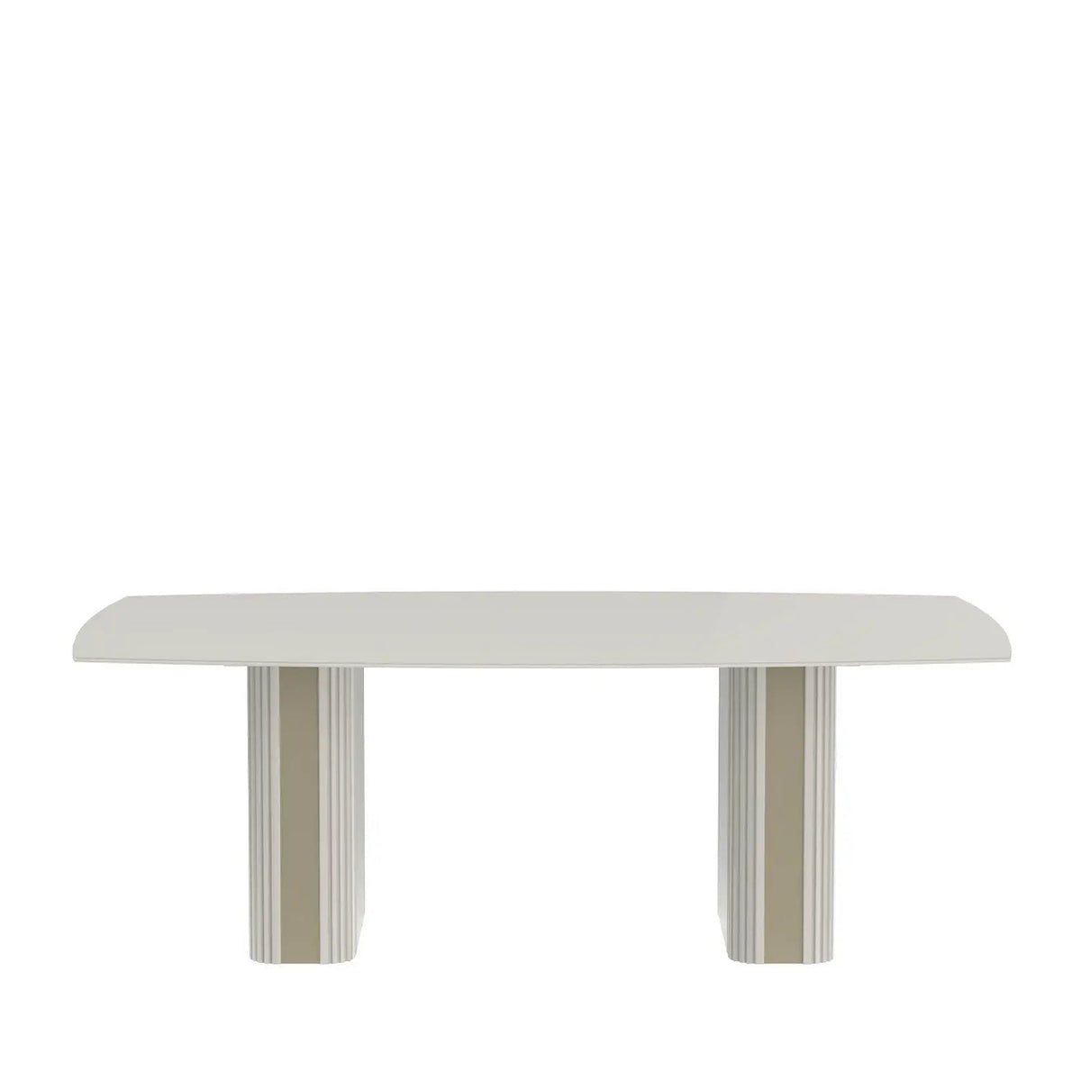 Mesa de Jantar c/ Vidro Liege 220 cm - Off White Fosco c/ Champanhe