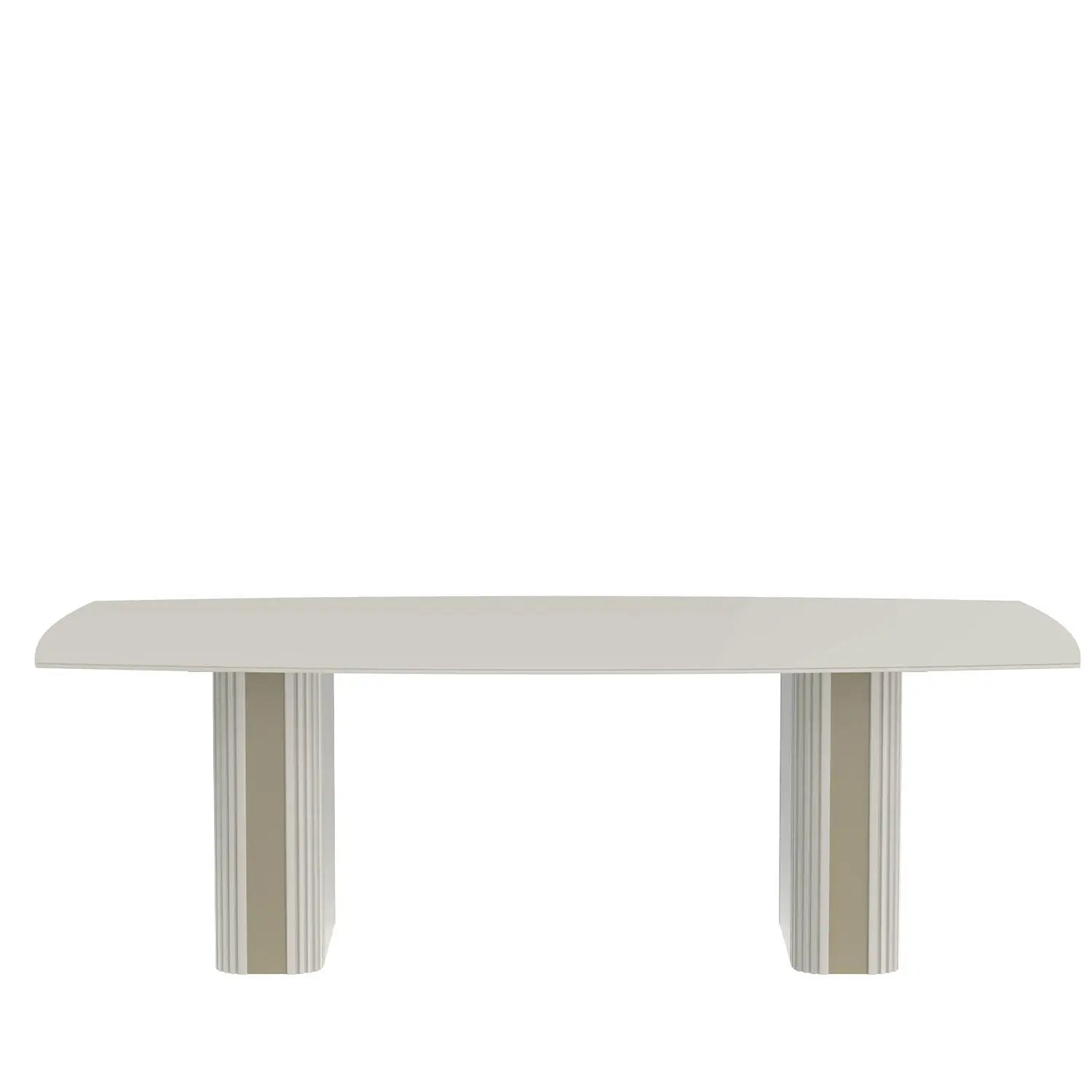 Mesa de Jantar c/ Vidro Liege 240 cm - Off White Fosco c/ Champanhe