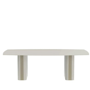 Mesa de Jantar c/ Vidro Liege 240 cm - Off White Fosco c/ Champanhe