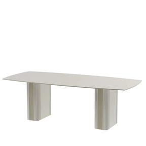 Mesa de Jantar c/ Vidro Liege 240 cm - Off White Fosco c/ Champanhe