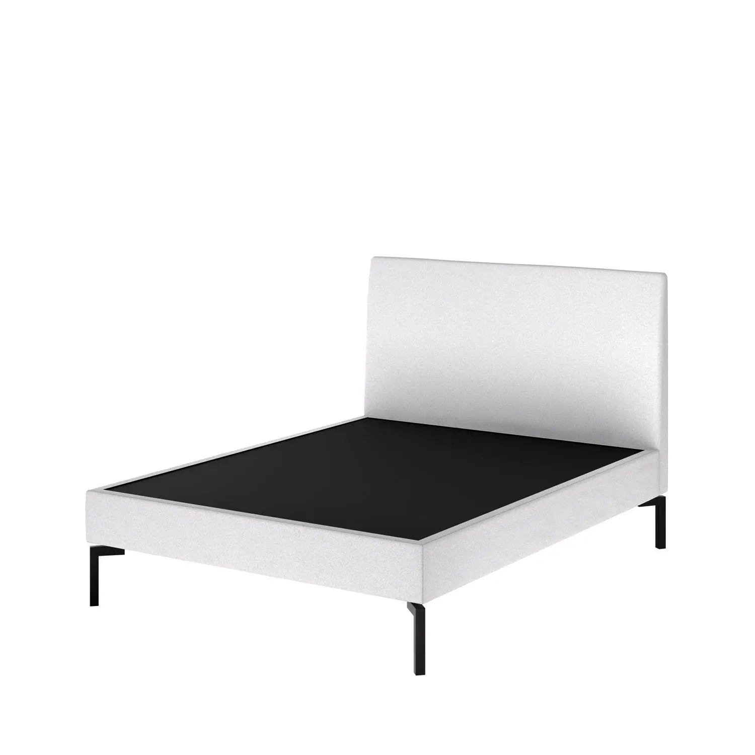 Cama Casal Estofada Amália - Bouclê Branco c/ Preto