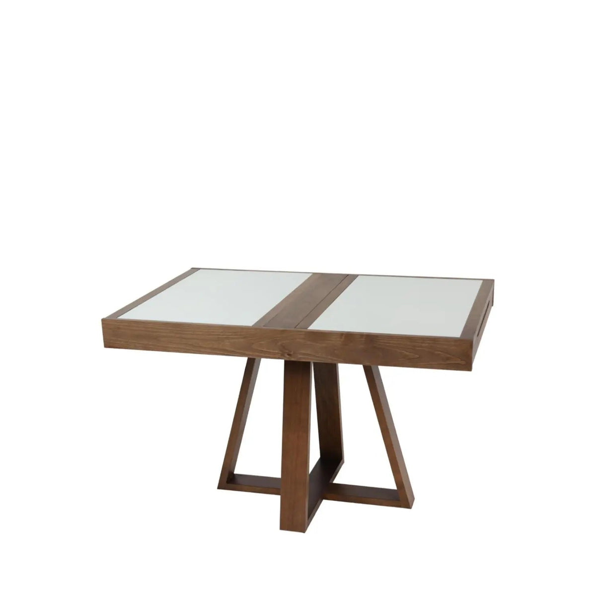 Mesa de Jantar Extensível Milana 120/178 cm - Imbuia c/ Vidro Fendi Claro