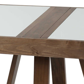 Mesa de Jantar Extensível Milana 120/178 cm - Imbuia c/ Vidro Fendi Claro