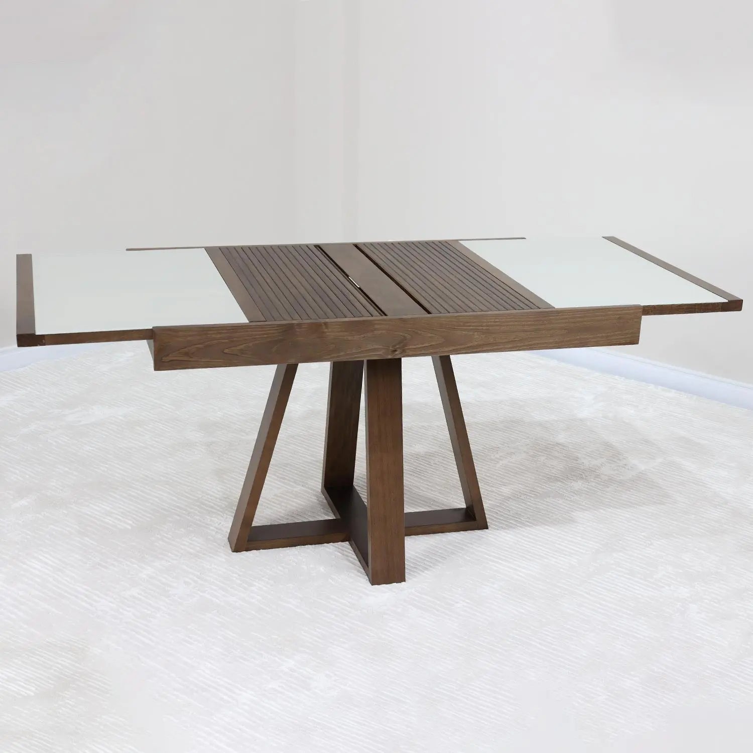 Mesa de Jantar Extensível Milana 120/178 cm - Imbuia c/ Vidro Fendi Claro