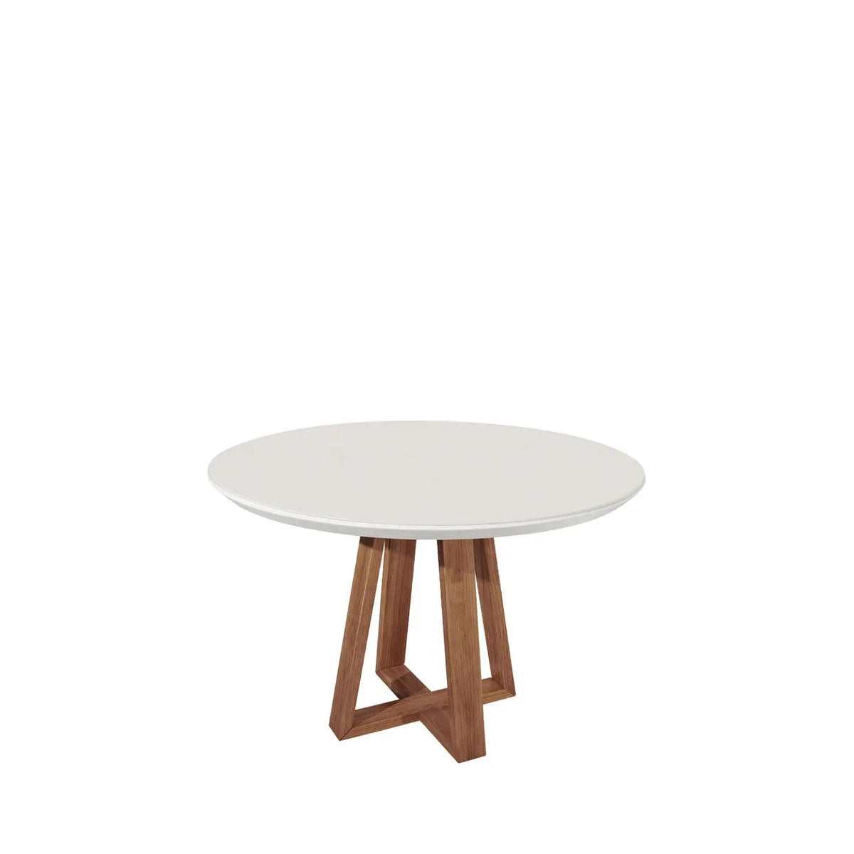 Mesa de Jantar Bennett Redonda 115 cm - Natural c/ Vidro Off White