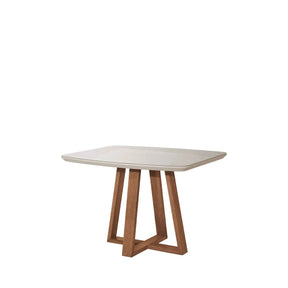 Mesa de Jantar Bennett c/ Vidro 115 cm - Natural c/ Vidro Off White