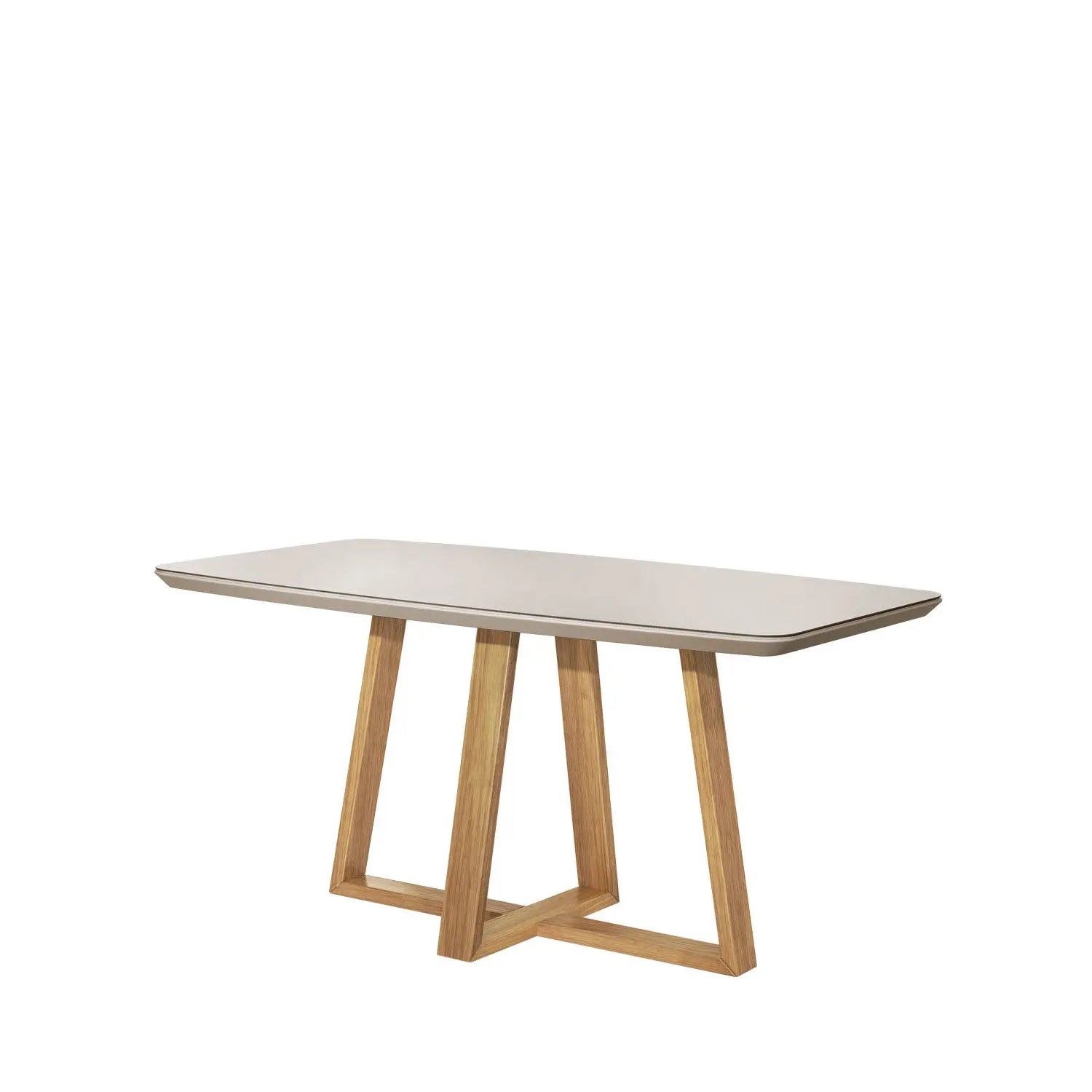 Mesa de Jantar Bennett c/ Vidro 160 cm - Cinamomo c/ Vidro Off White