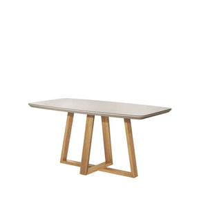 Mesa de Jantar Bennett c/ Vidro 160 cm - Cinamomo c/ Vidro Off White