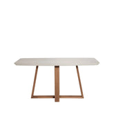 Mesa de Jantar Bennett c/ Vidro 160 cm - Natural c/ Vidro Off White