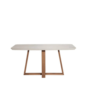 Mesa de Jantar Bennett c/ Vidro 160 cm - Natural c/ Vidro Off White