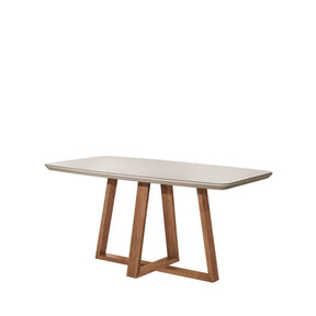 Mesa de Jantar Bennett c/ Vidro 160 cm - Natural c/ Vidro Off White