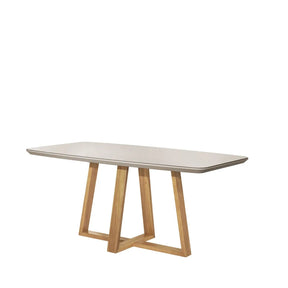 Mesa de Jantar Bennett c/ Vidro 180 cm - Cinamomo c/ Vidro Off White