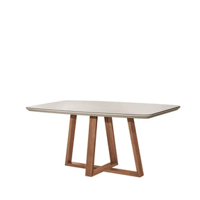 Mesa de Jantar Bennett c/ Vidro 180 cm - Natural c/ Vidro Off White