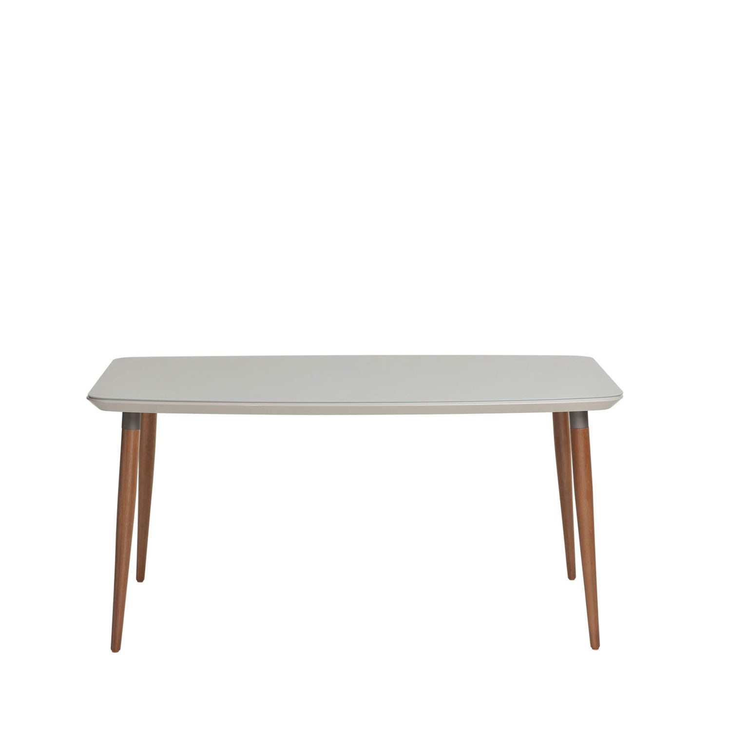 Mesa de Jantar Camille 160 cm - Natural c/ Vidro Off White