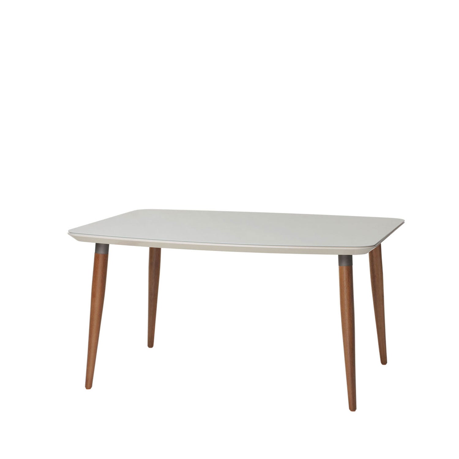 Mesa de Jantar Camille 160 cm - Natural c/ Vidro Off White