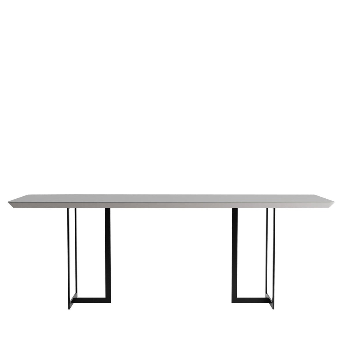 Mesa de Jantar Iron 219 cm - Preto Fosco c/ Vidro Off White