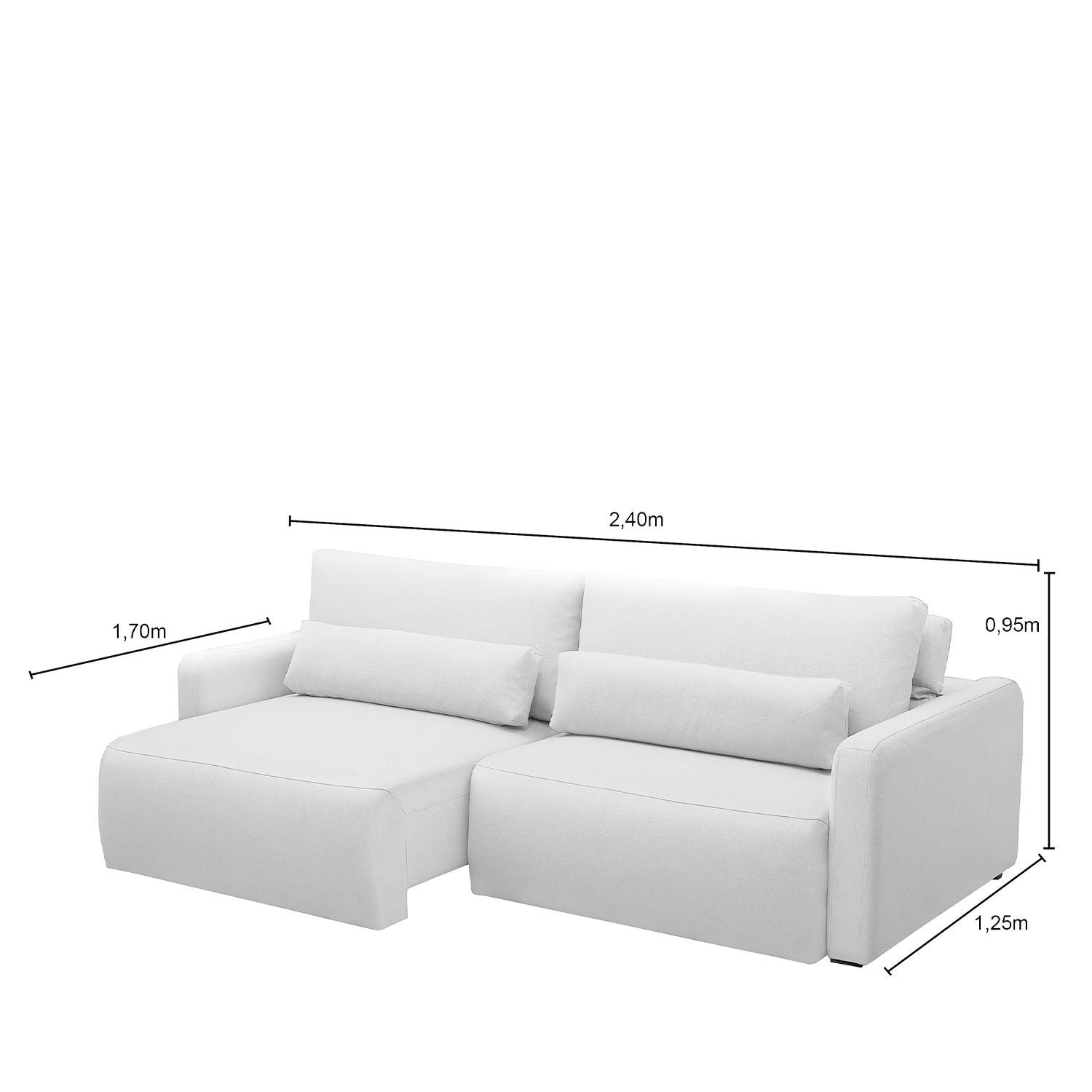 Sofá Retrátil e Reclinável 4 Lugares Raver 240 cm - Linho Off White