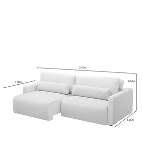 Sofá Retrátil e Reclinável 4 Lugares Raver 240 cm - Linho Off White