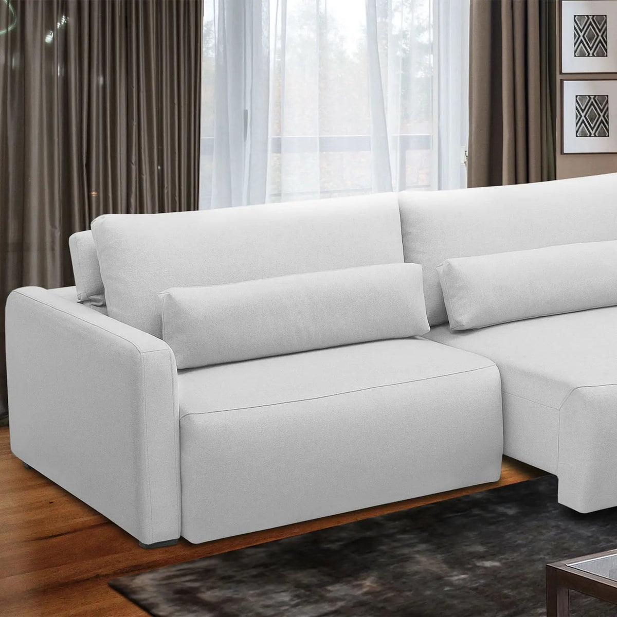 Sofá Retrátil e Reclinável 4 Lugares Raver 240 cm - Linho Off White