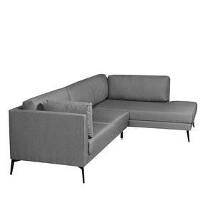 Sofá com Chaise Lado Direito Addison 304 cm - Linho Cinza