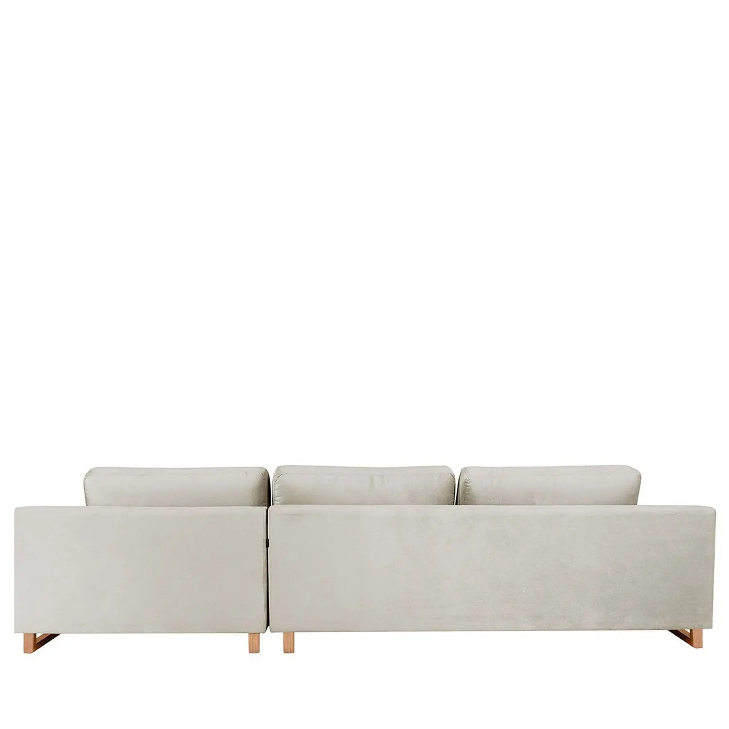 Sofá com Chaise Lado Direito Mônaco 330 cm - Veludo Texturizado Off White