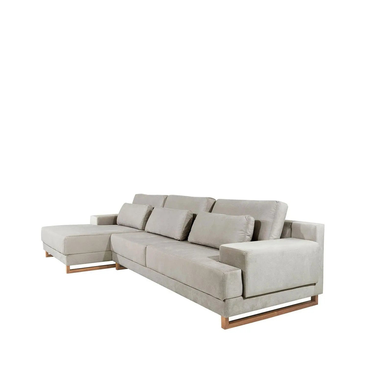 Sofá com Chaise Lado Esquerdo Mônaco 330 cm - Veludo Texturizado Off White