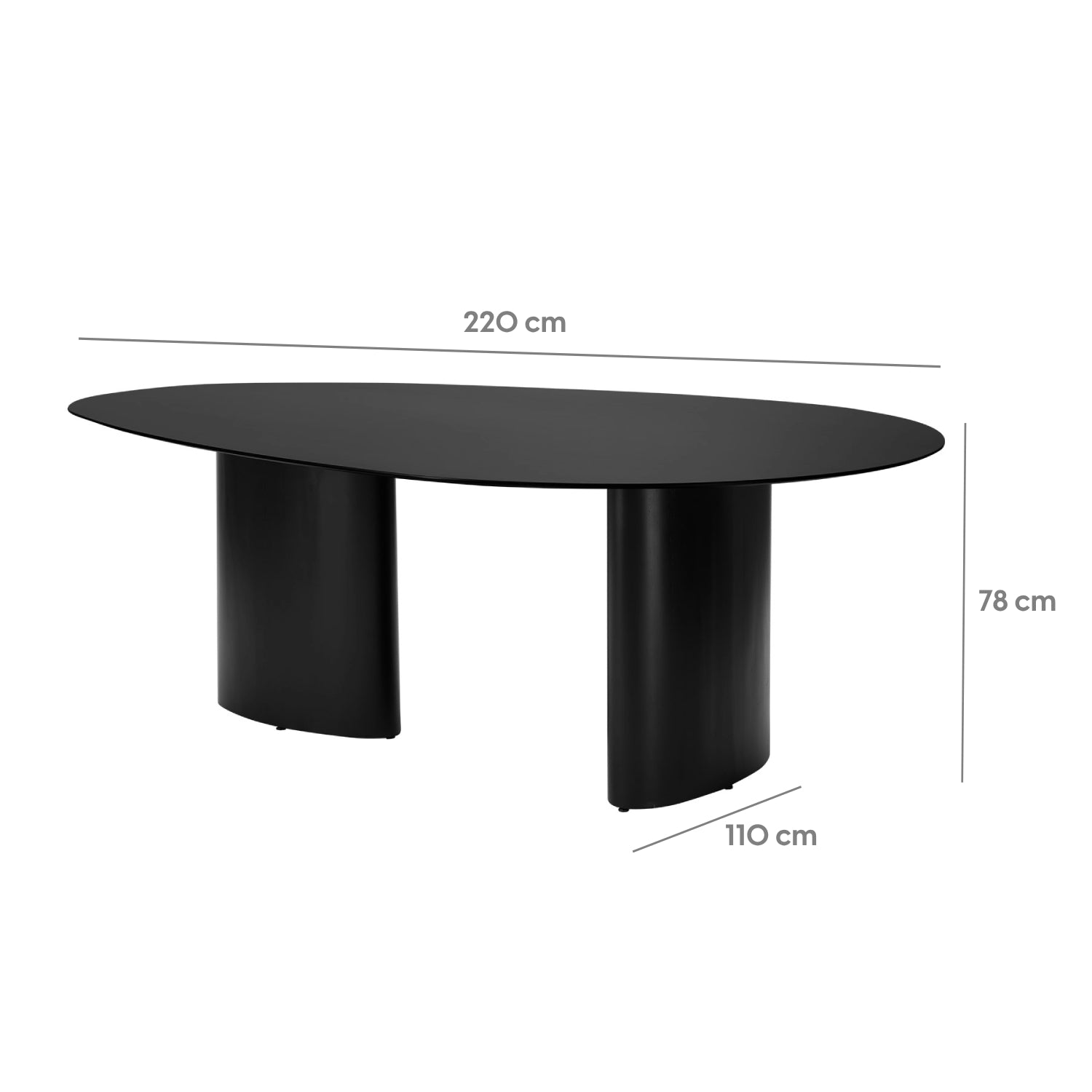 Mesa de Jantar  Orgânica para 8 Lugares Gaya 220 cm - Preto Fosco