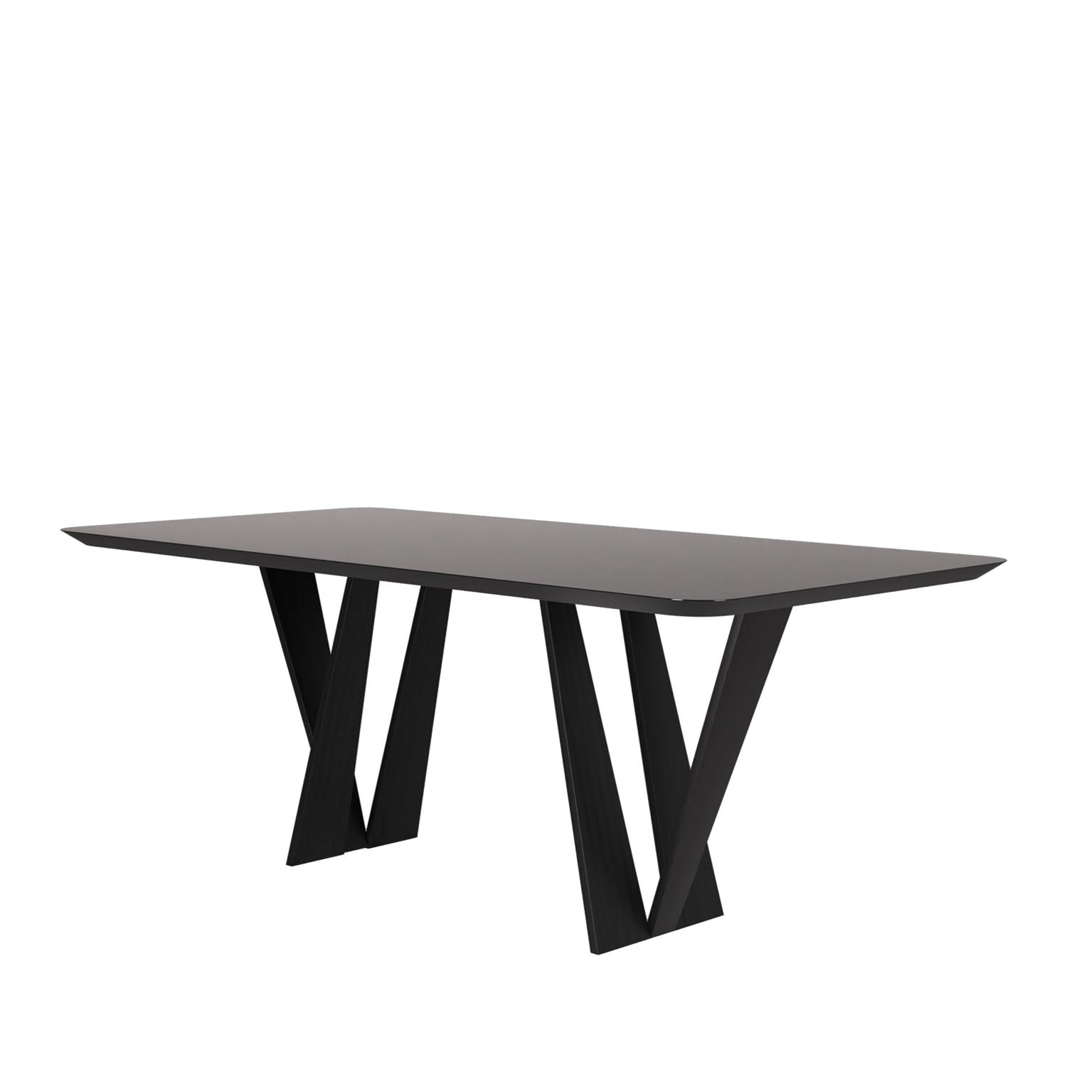 Mesa de Jantar com Vidro para 6 Lugares Ansel 180 cm - Preto