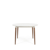 Mesa de Jantar Redonda com Vidro Luma 115 cm - Natural c/ Off White Fosco - Champanhe