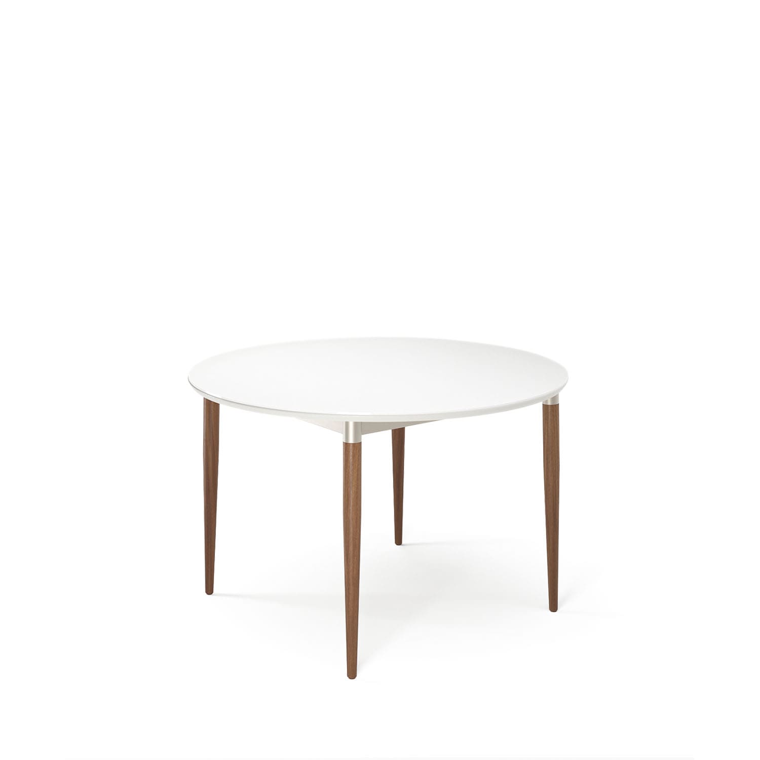 Mesa de Jantar Redonda com Vidro Luma 115 cm - Natural c/ Off White Fosco - Champanhe