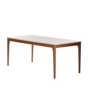 Mesa de Jantar Retangular c/ Vidro para 6 Lugares Ella 160 cm - Natural c/ Off White Fosco