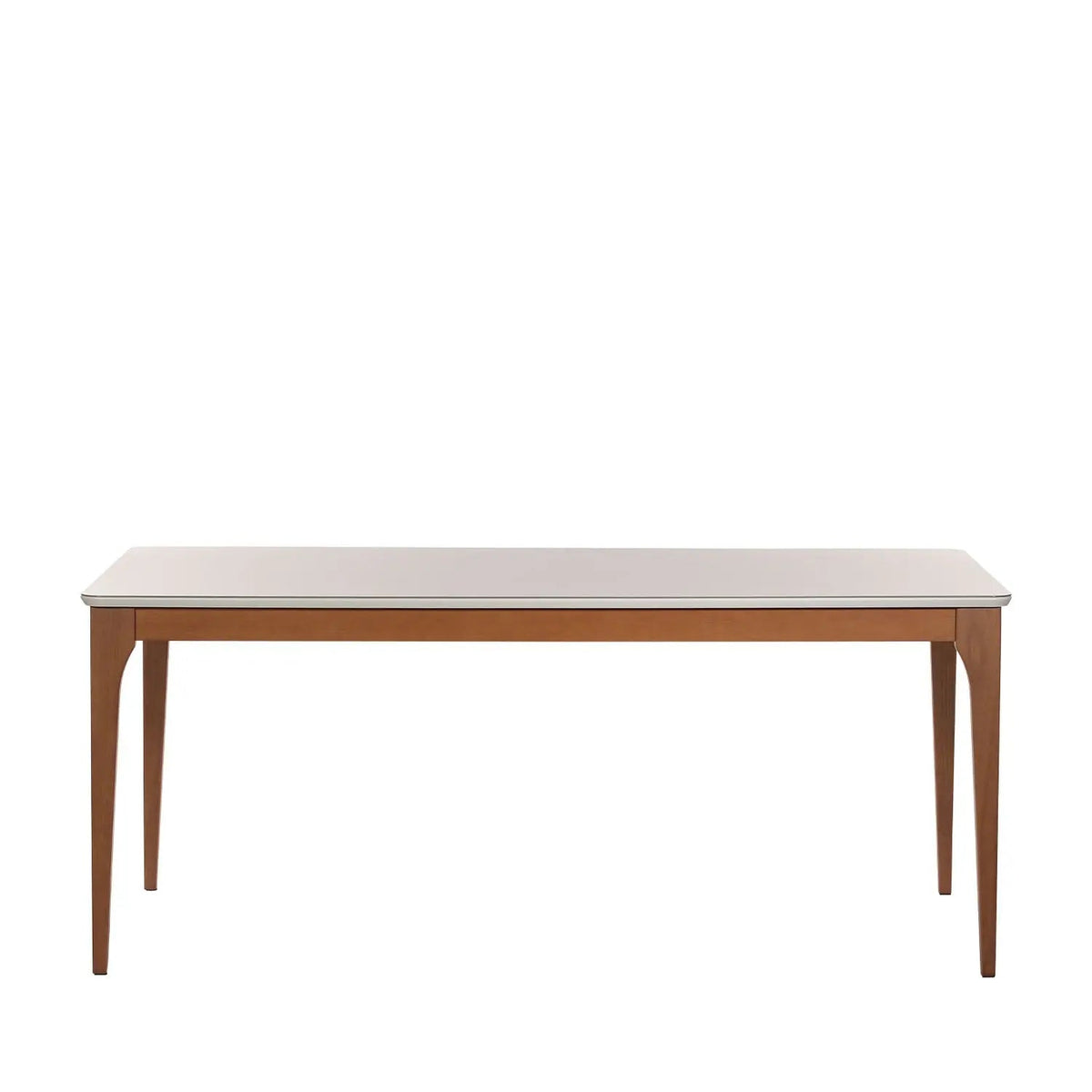 Mesa de Jantar Retangular c/ Vidro para 6 Lugares Ella 184 cm - Natural c/ Off White Fosco