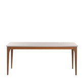 Mesa de Jantar Retangular c/ Vidro para 6 Lugares Ella 184 cm - Natural c/ Off White Fosco