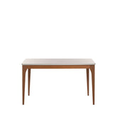 Mesa de Jantar Retangular c/ Vidro para 4 Lugares Ella 135 cm - Natural c/ Off White Fosco