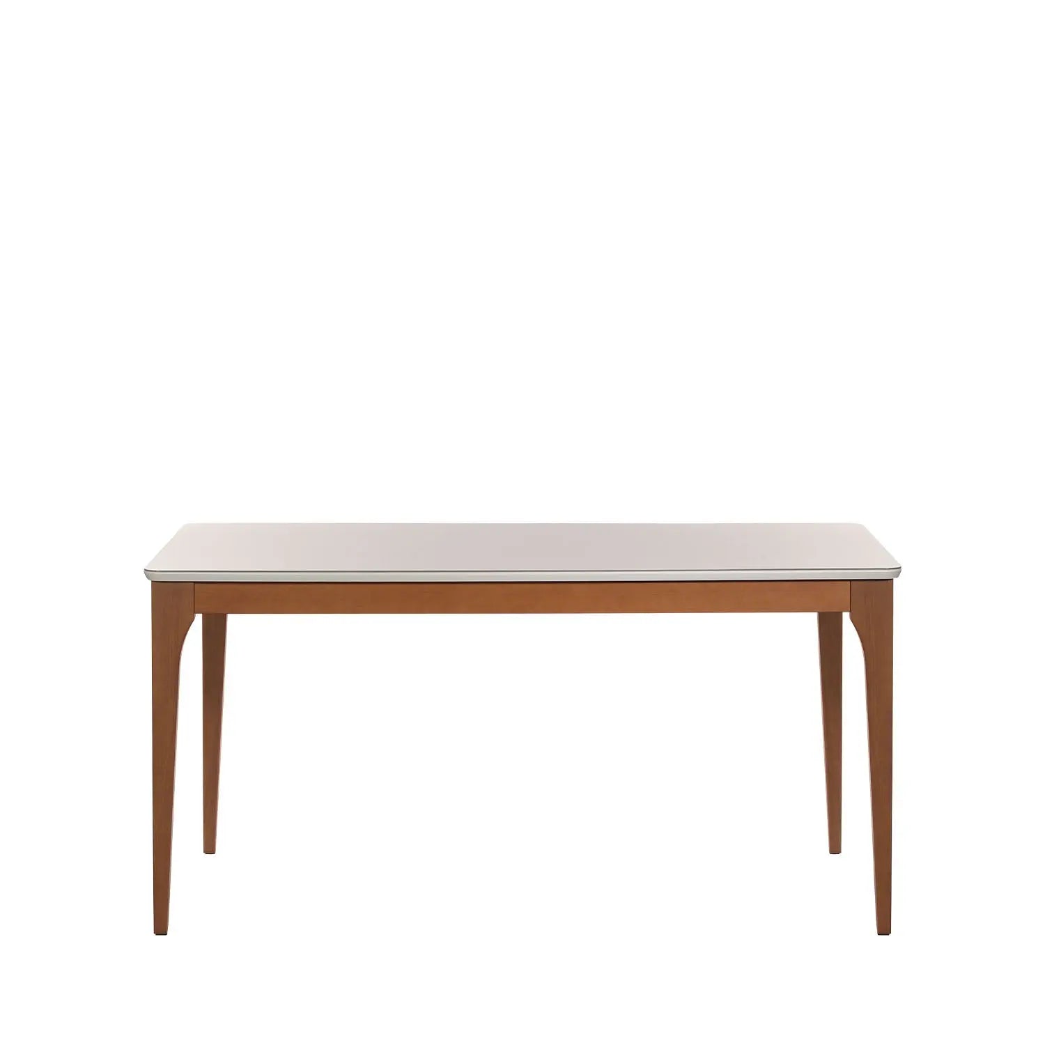 Mesa de Jantar Retangular c/ Vidro para 6 Lugares Ella 160 cm - Natural c/ Off White Fosco