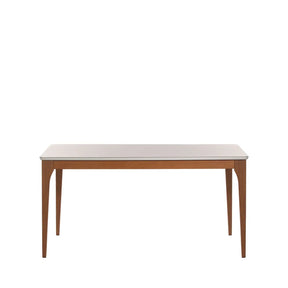 Mesa de Jantar Retangular c/ Vidro para 6 Lugares Ella 160 cm - Natural c/ Off White Fosco