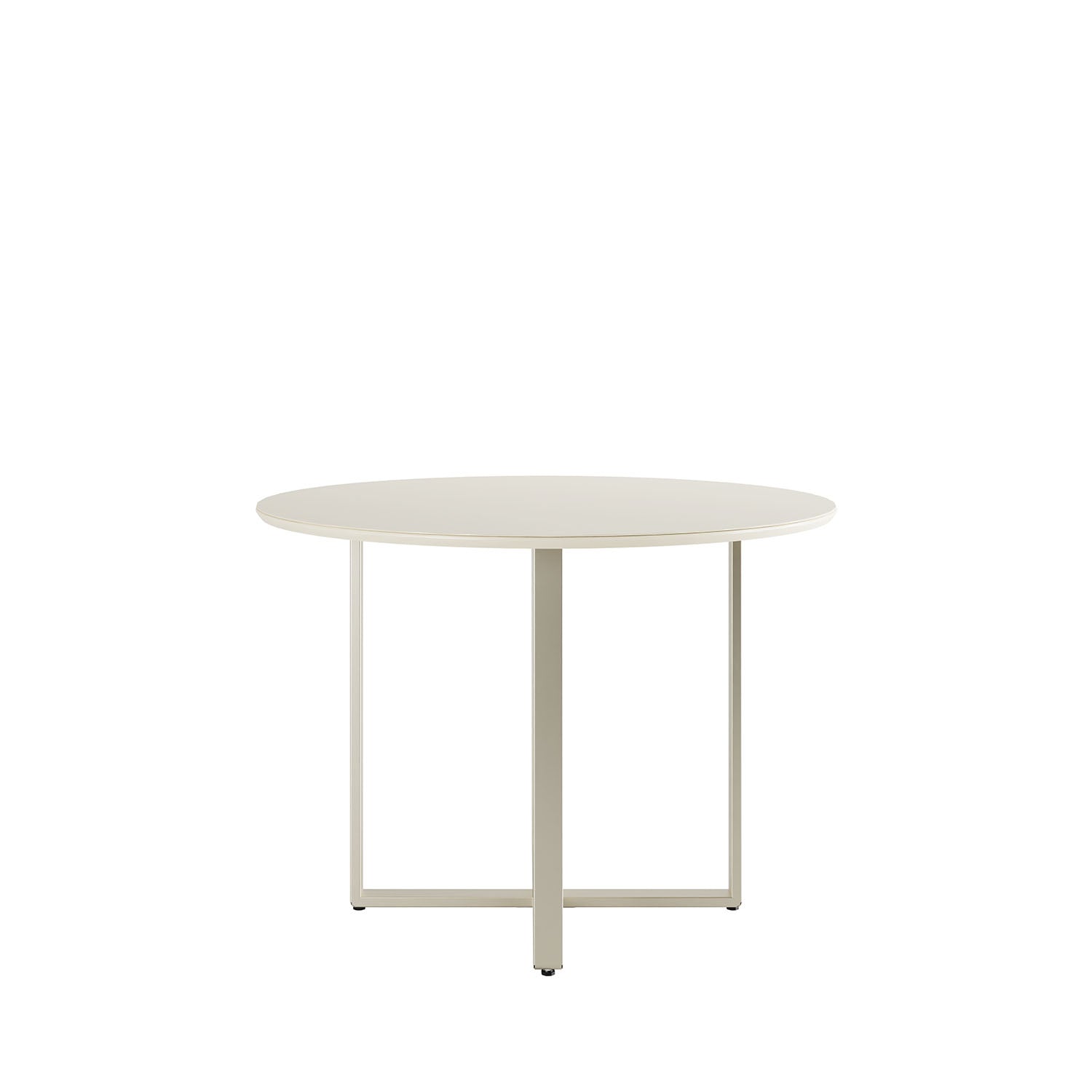 Mesa de Jantar Redonda com Vidro para 4 Lugares Arcádia 108 cm - Champanhe c/ Off White Fosco