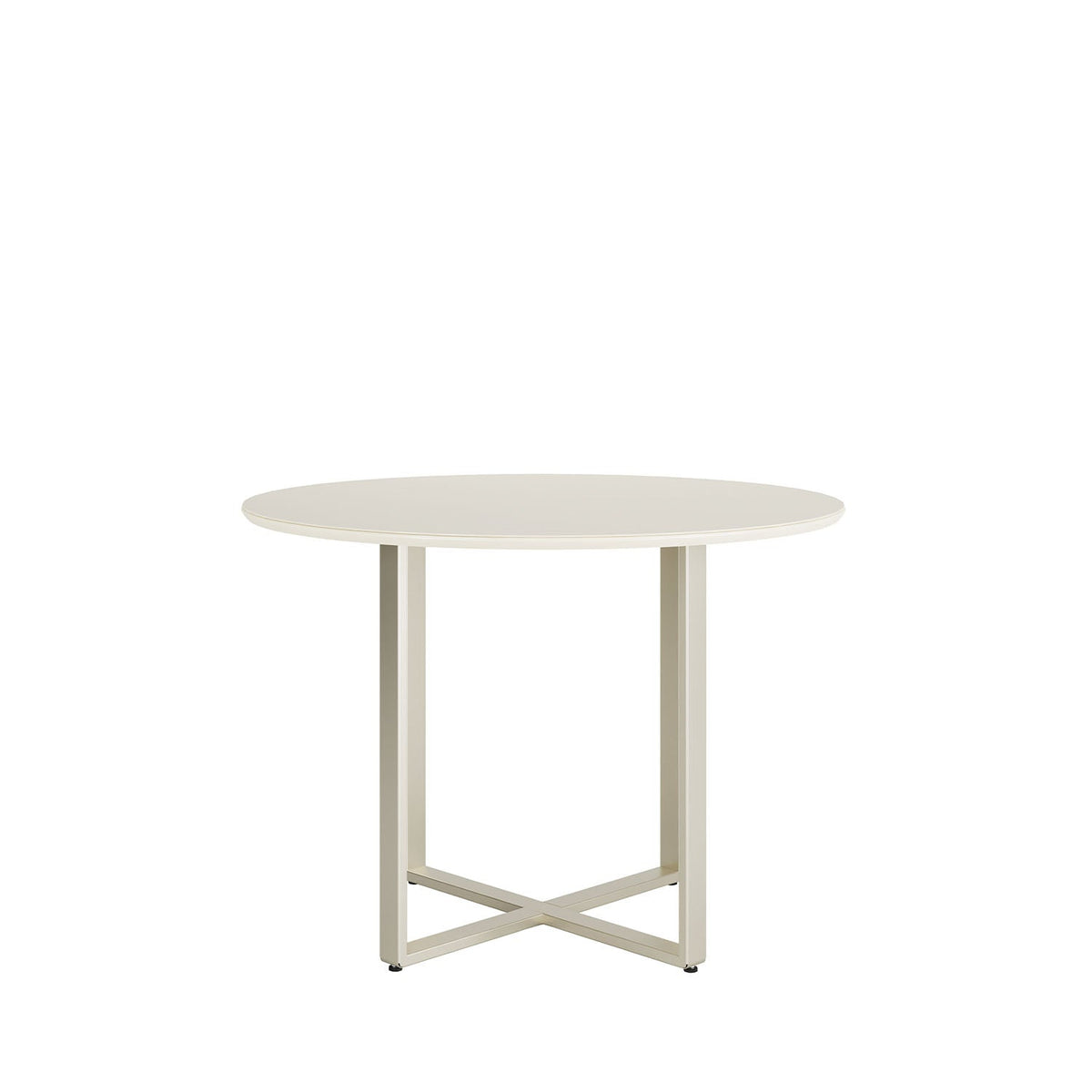 Mesa de Jantar Redonda com Vidro para 4 Lugares Arcádia 108 cm - Champanhe c/ Off White Fosco