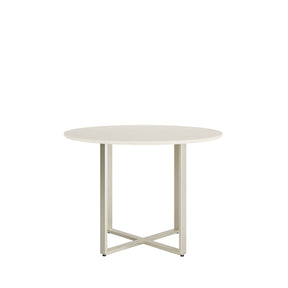 Mesa de Jantar Redonda com Vidro para 4 Lugares Arcádia 108 cm - Champanhe c/ Off White Fosco