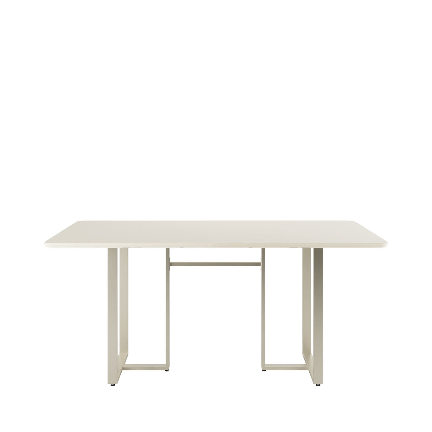 Mesa de Jantar Retangular com Vidro para 6 Lugares Arcádia 160 cm - Champanhe c/ Off White Fosco