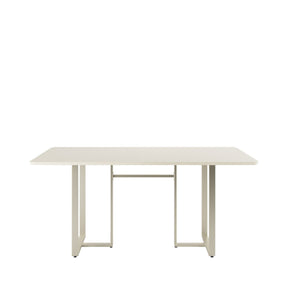 Mesa de Jantar Retangular com Vidro para 6 Lugares Arcádia 160 cm - Champanhe c/ Off White Fosco