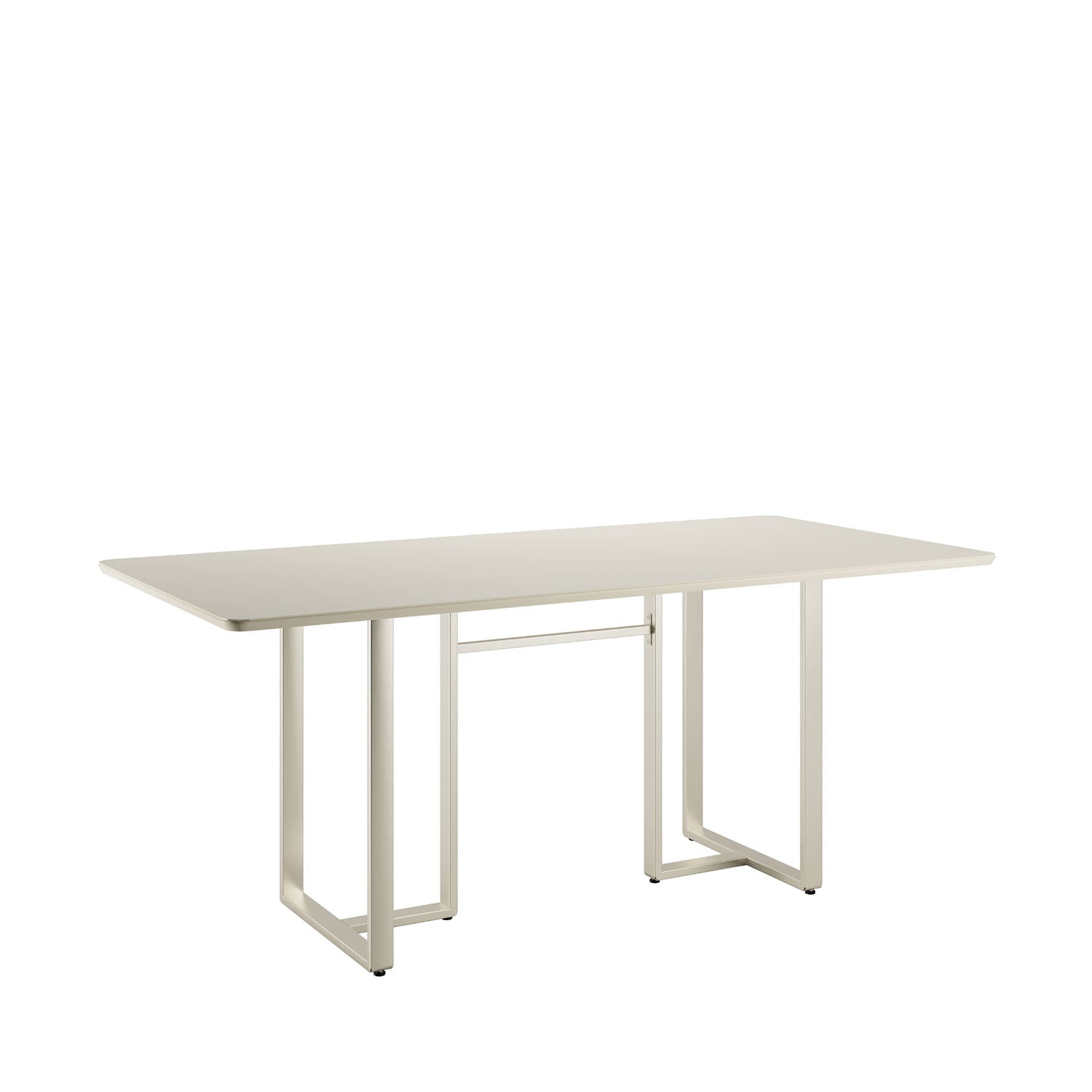 Mesa de Jantar Retangular com Vidro para 6 Lugares Arcádia 160 cm - Champanhe c/ Off White Fosco