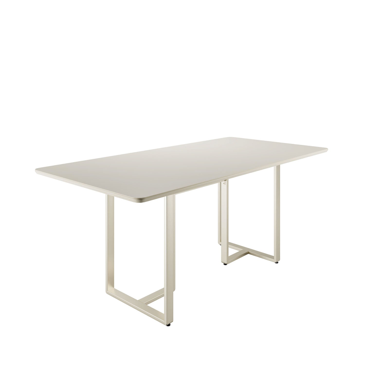 Mesa de Jantar Retangular com Vidro para 6 Lugares Arcádia 160 cm - Champanhe c/ Off White Fosco