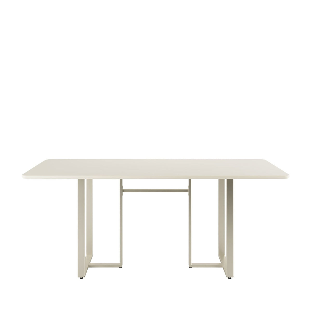 Mesa de Jantar Retangular com Vidro para 6 Lugares Arcádia 184 cm - Champanhe c/ Off White Fosco