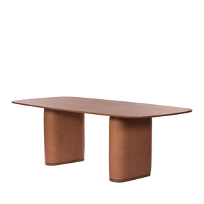 Mesa de Jantar Retangular para 6 Lugares Lintz 184 cm - Canella c/ PU Caramelo