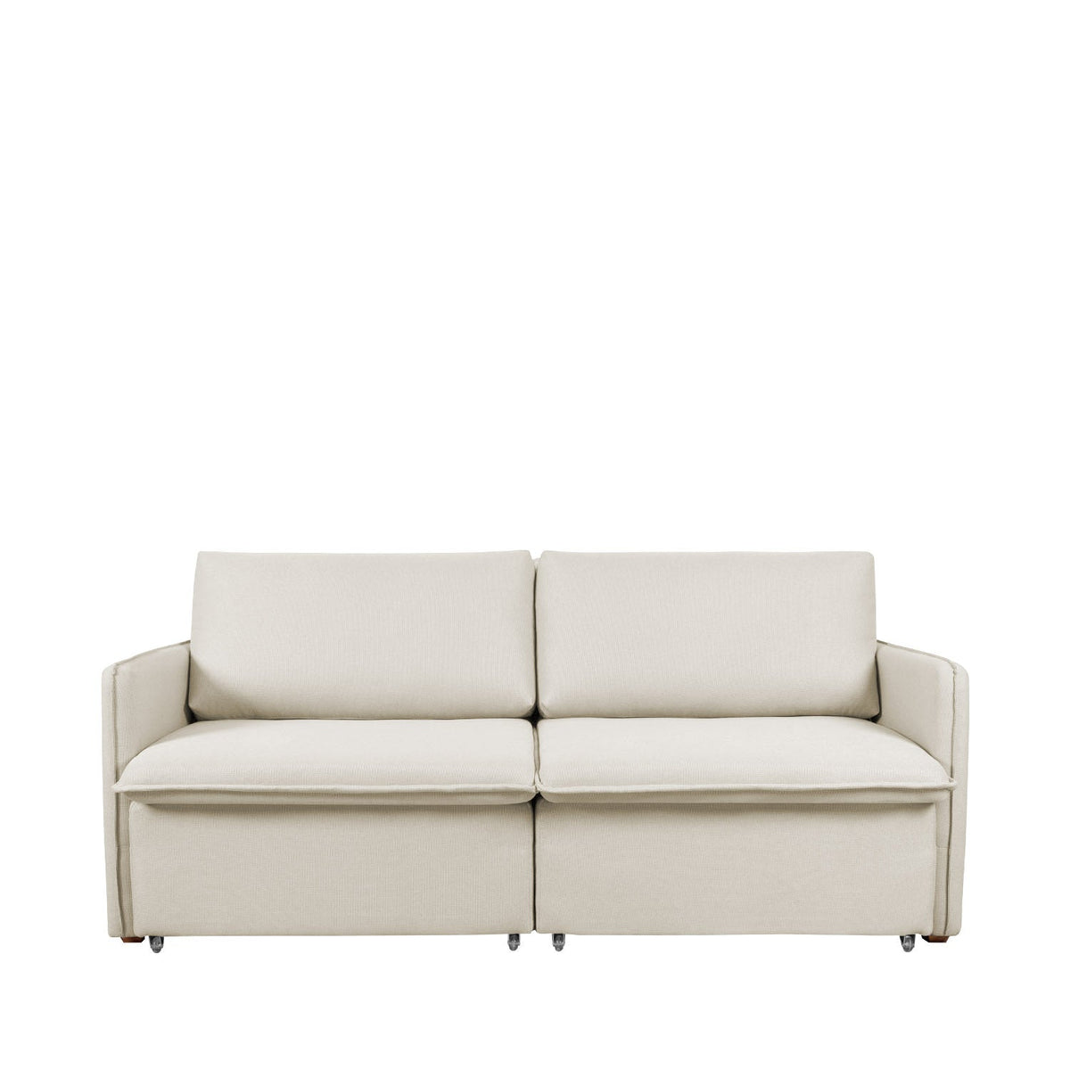 Sofá Cama Retrátil e Reclinável 4 Lugares Vancouver 256 cm - Linho Texturizado Off White