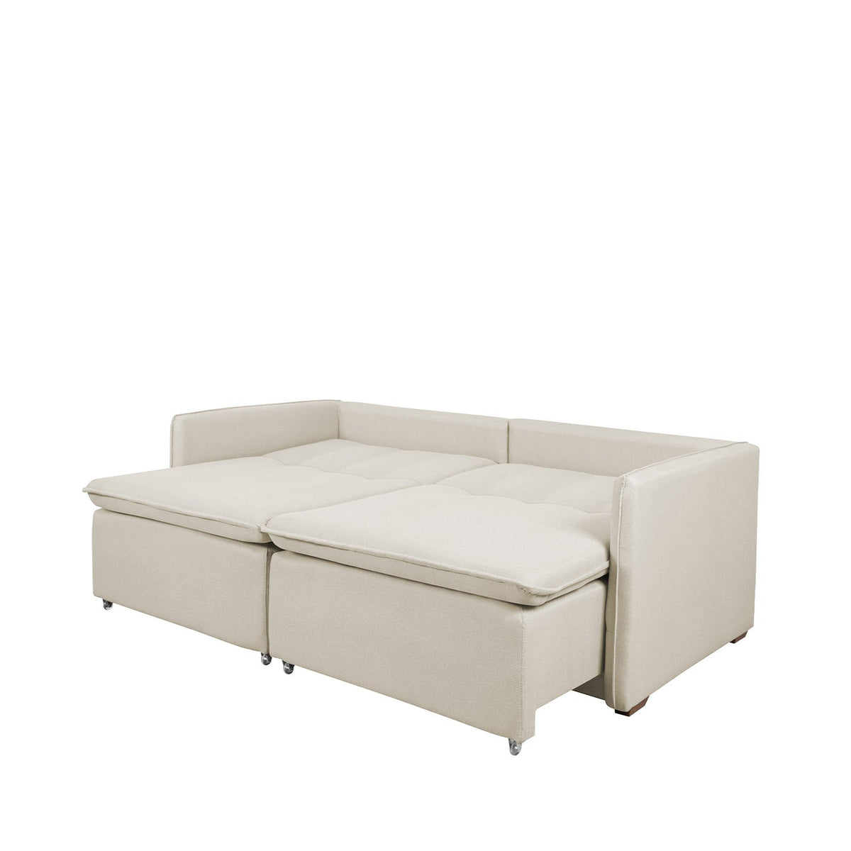 Sofá Cama Retrátil e Reclinável 4 Lugares Vancouver 256 cm - Linho Texturizado Off White