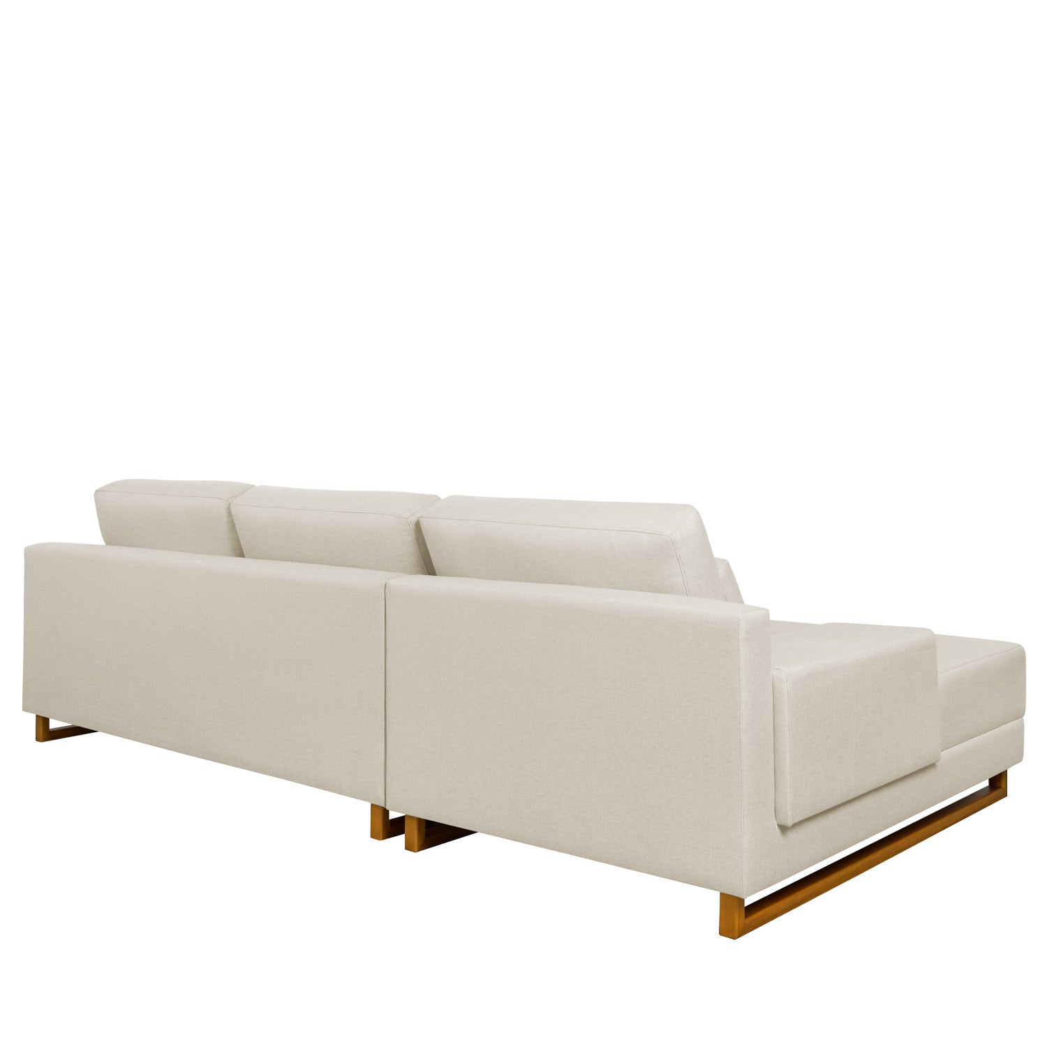 Sofá 6 Lugares com Chaise Lado Esquerdo Mônaco 330 cm - Linho Texturizado Bege c/ Natural