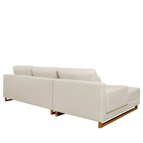 Sofá 6 Lugares com Chaise Lado Esquerdo Mônaco 330 cm - Linho Texturizado Bege c/ Natural